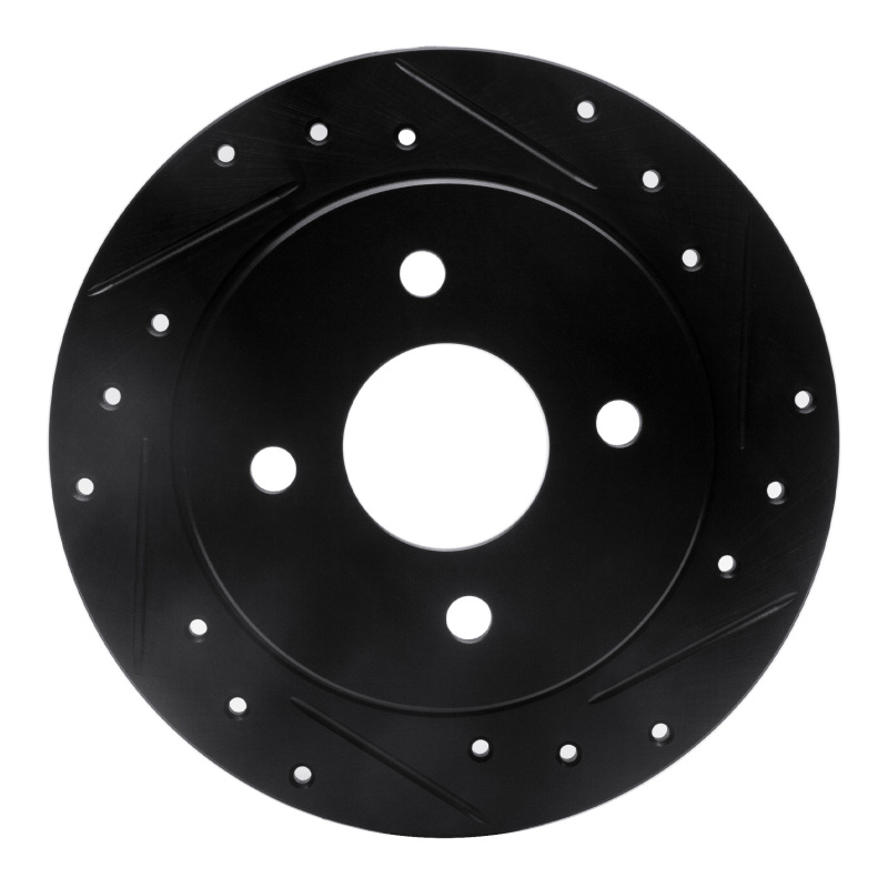 Ford Fiesta Brake Rotor (1) - Rear Right - R1 Concepts - Drilled & Slotted - Black - `01-`19